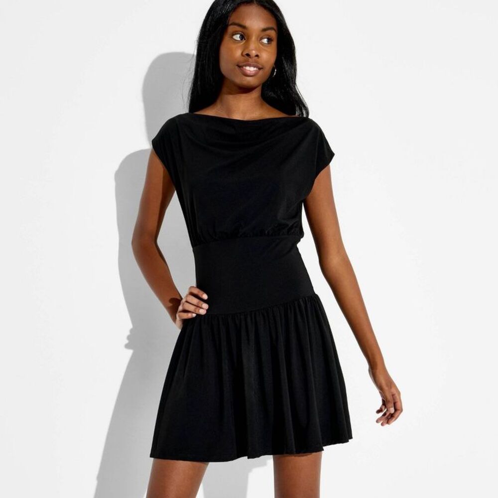Women's Dolman Sleeve Fit and Flare Mini Dress - Wild Fable Black M